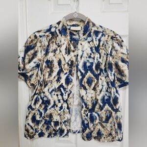 Chico's Artistic Blue and Tan Blazer Jacket